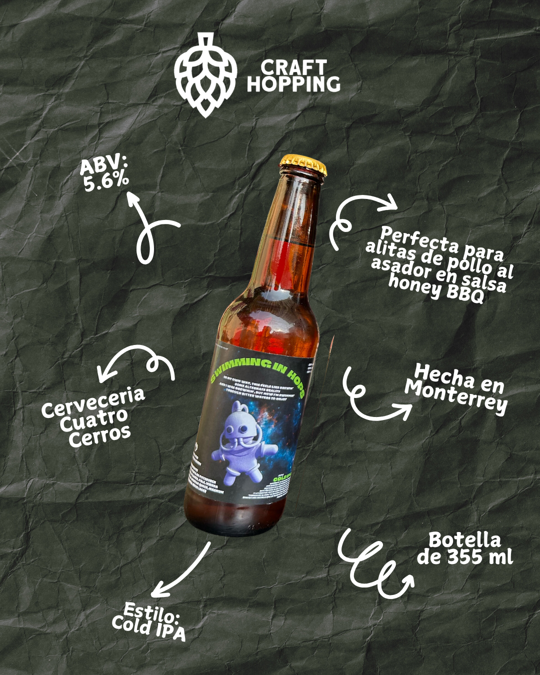 Cervecería Cuatro Cerros: Swimming in Hops 355 ml