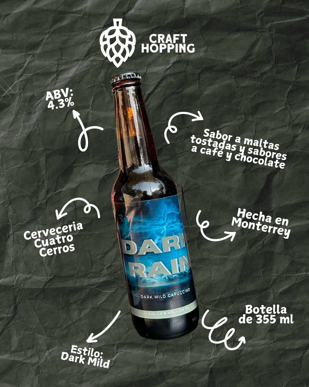 Cervecería Cuatro Cerros: Dark Rain 355 ml